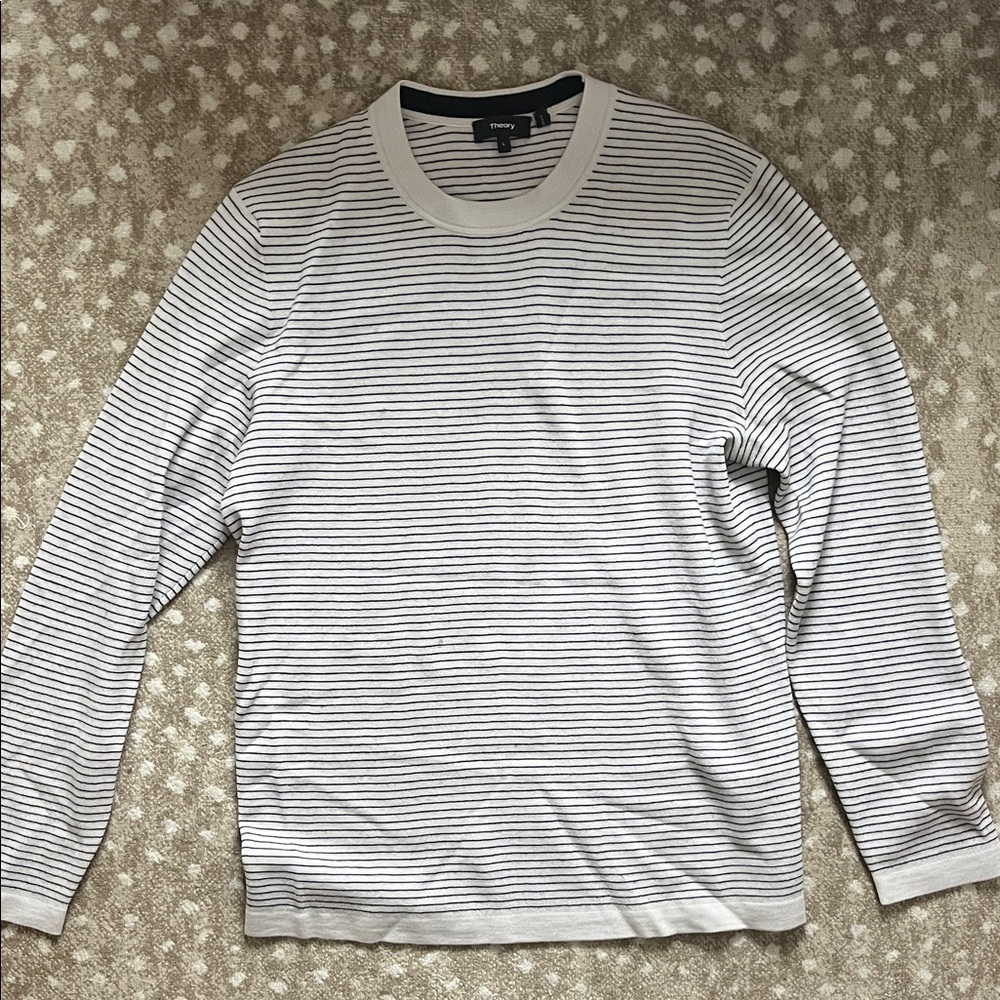 Theory Striped Wool Crewneck Sweater